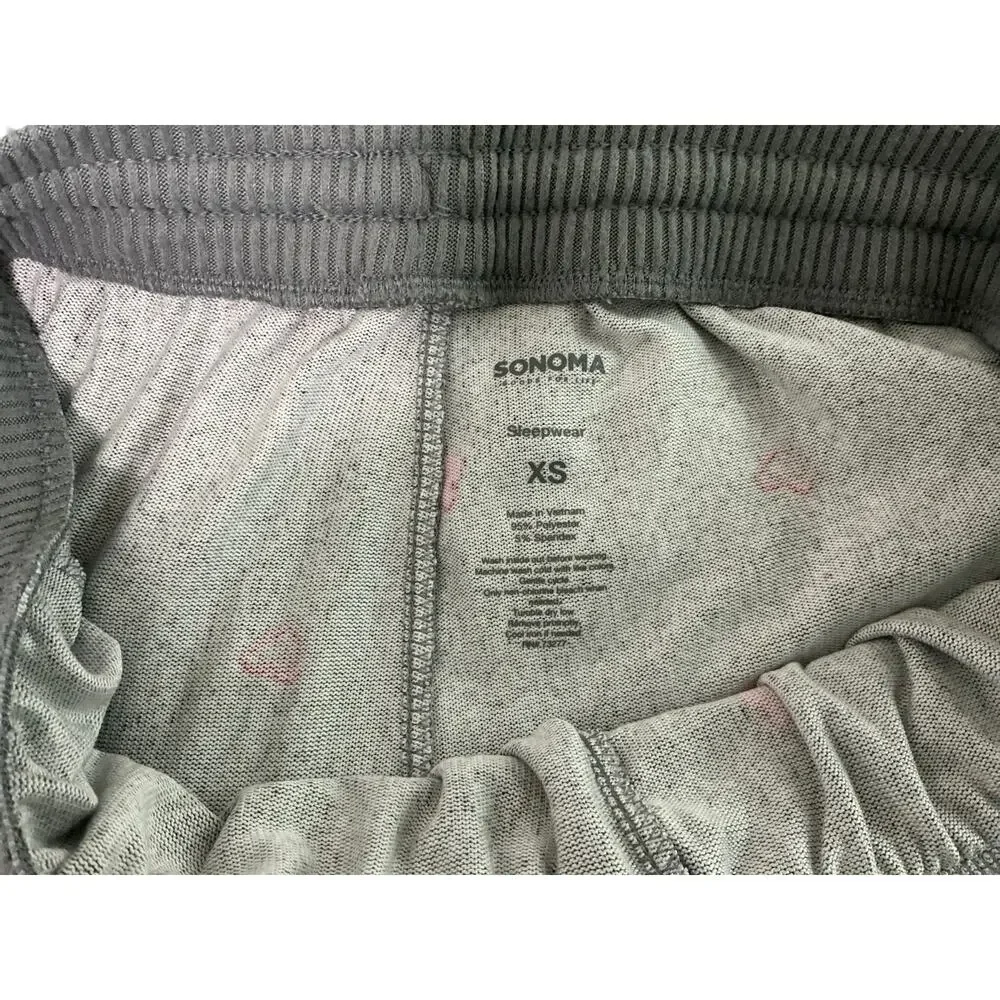 NWOT Sonoma Gray Red Heart Print Sleepwear Pajama Pants Women's Size XS